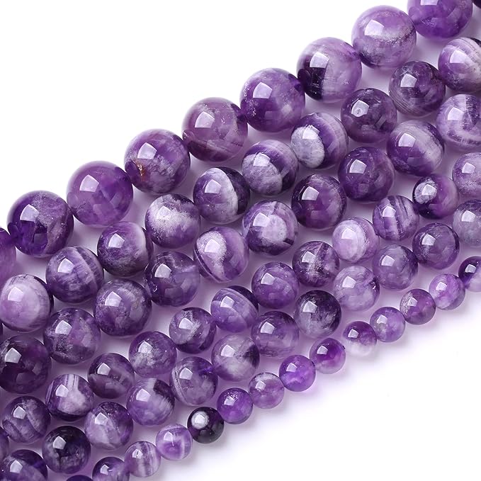 Natural Purple Dream Lace Amethysts Beads Crystal Round Loose Beads by NaturalStoneBeads