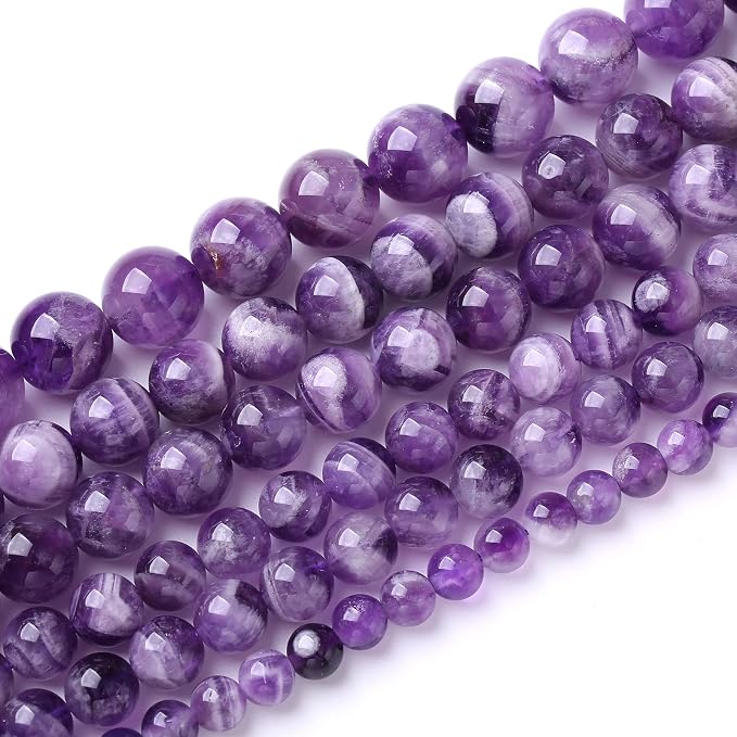 Natural Purple Dream Lace Amethysts Beads Crystal Round Loose Beads by NaturalStoneBeads