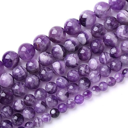 Natural Purple Dream Lace Amethysts Beads Crystal Round Loose Beads by NaturalStoneBeads