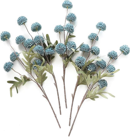 Floroom 5pcs Dusty Blue Faux Silk Mums Artificial Flowers, Bulk Fake Small Mini by Floroom