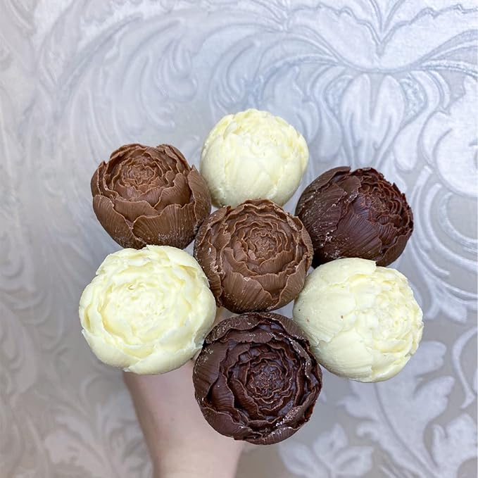 2PCS Peony Flower Silicone Candle Molds Soap Molds Fondant Chocolate Cake Candy - Image 5