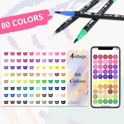 80 Colors Numbered Dual Tip Brush Pens - Image 7