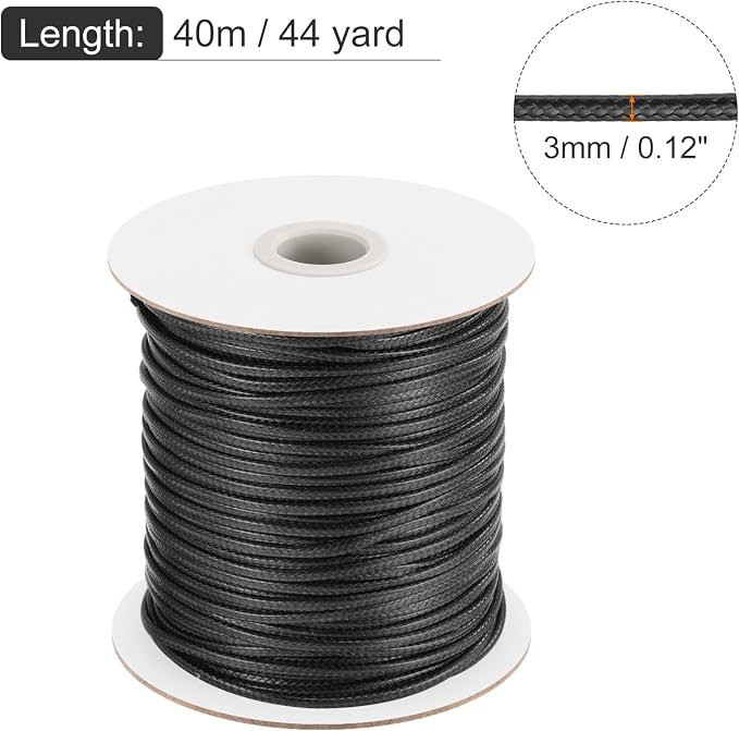 MECCANIXITY Waxed Cord 3mm Waxed Polyester Cord 44 Yard Wax String - Image 2