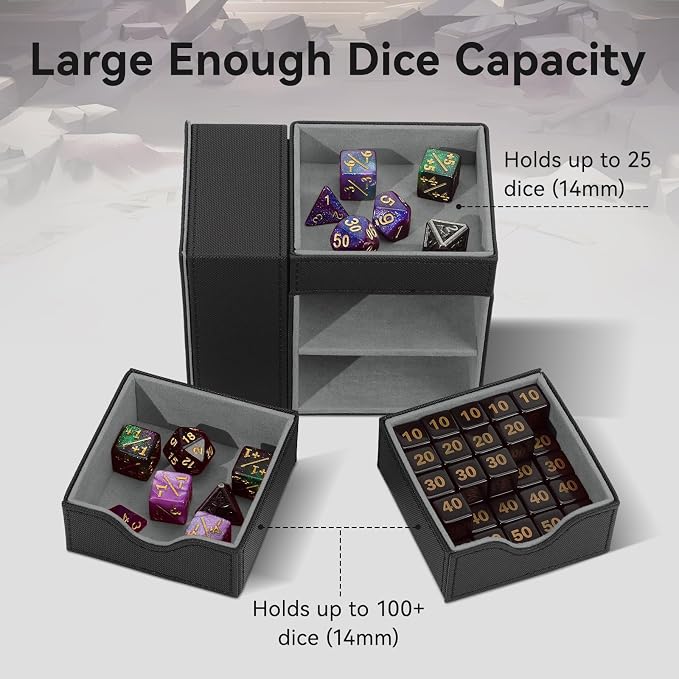 Dice Tray & Dice Tower Storage Box, 3 in 1 Dice Holder Case, Leather Magnetic - Image 3