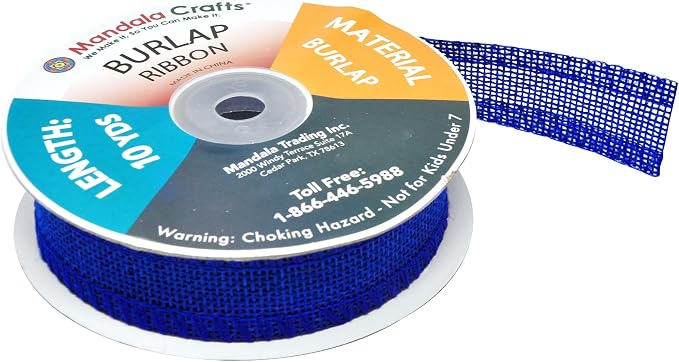 Mandala Crafts Royal Blue Burlap Ribbon 1 Inch Wide Jute Ribbons - Image 4