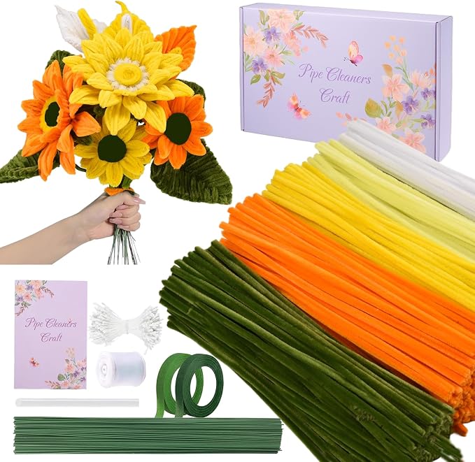 400 Pcs Pipe Cleaners Craft Set, 5 Assorted Pipe Cleaners Bulk, Chenille Stems by Unknown