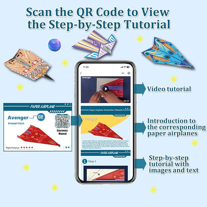 Paper Airplane Kits with 16 Classic Designs, 32 Sheets of Colorful Origami Paper - Image 4