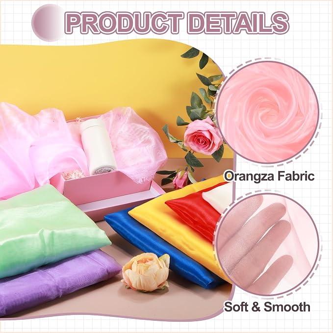 MECCANIXITY Iridescent Sheer Organza Fabric, 10 Yards x 59 Inches Solid - Image 3