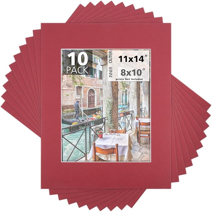 Mat Board Center, 11x14 for 8x10 China Red Color Mats by MatBoardCenter
