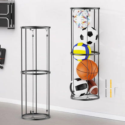 Garage Ball Storage Rack – Freestanding & Wall Mounted Sports Organizer by Unknown