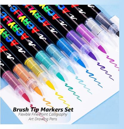36 Colors No bleeding Non-Toxic Multi-Surface Flexible Tip Acrylic Paint Brush - Image 2