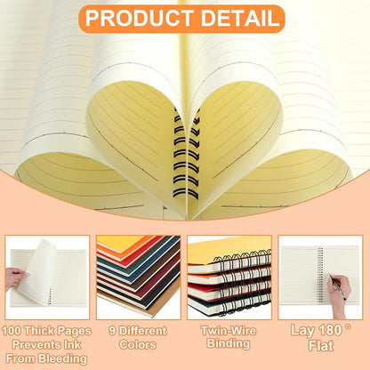 Yahenda Spiral Notebook Bulk A5 College Ruled Journals Notebooks Lined 8.3 x - Image 3
