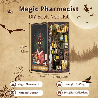 Fsolis Book Nook Kit, DIY Miniature House Kit 3D Wooden Puzzle Craft Kit - Image 2