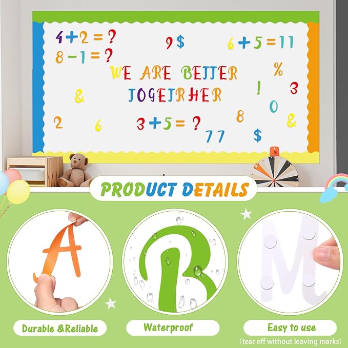 221 Pcs Classroom Bulletin Board Letters Colorful Alphabet Cutouts Number and - Image 4