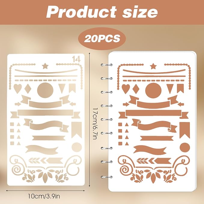 20Pcs Journal Stencils Set, Plastic Planner Journaling Stencils, DIY Drawing - Image 2