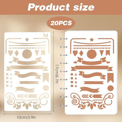 20Pcs Journal Stencils Set, Plastic Planner Journaling Stencils, DIY Drawing - Image 2