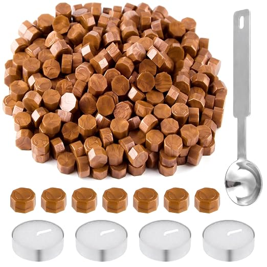 500 Pcs Dark Gold Octagon Wax Seal Beads Kit by LooksForwardtoSeeingYou