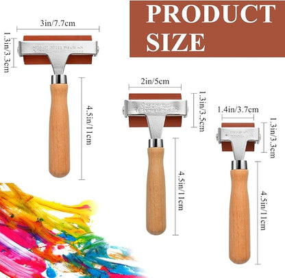 Supkiir 3Pcs Rubber Brayer Roller, Mix Size Rubber Roller Tool - Image 3