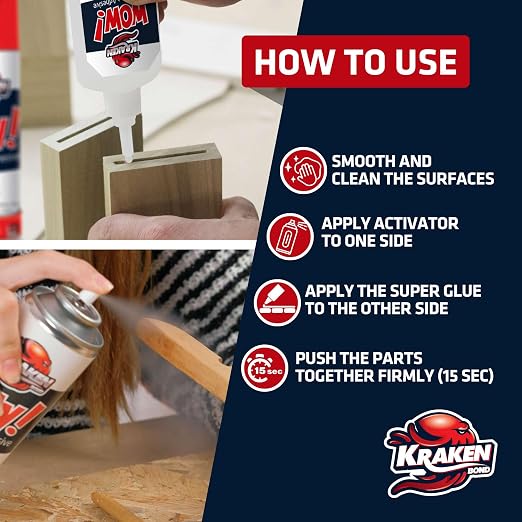 Kraken Bond Wow! CA Glue with Spray Adhesive Activator - Image 2