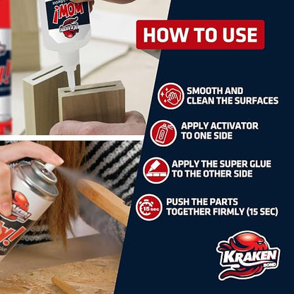 Kraken Bond Wow! CA Glue with Spray Adhesive Activator - Image 2