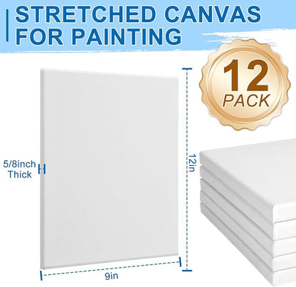 ESRICH Stretched Canvas for Painting, 12 Pack 9x12 Inch Canvas Value Pack - Image 2
