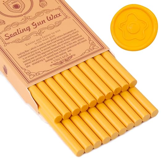 Yellow Sealing Wax Sticks, WASOHLING 20Pcs Glue Gun Wax Seal Sticks by WASOHLING