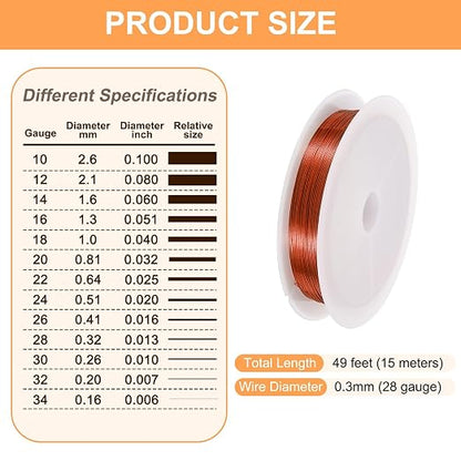 HARFINGTON 49ft Jewelry Wire, 28 Gauge Brass Craft Soft Metal Tarnish Resistant - Image 2
