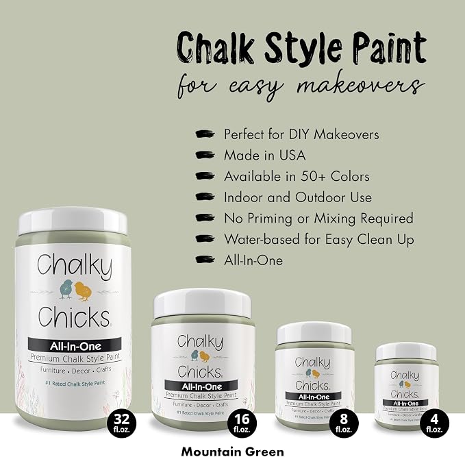 Chalky Chicks 8 Fl Oz Matte Mountain Green Chalk Paint - Image 2