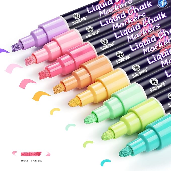 Pastel Chalk Markers Erasable for Chalkboard, Liquid Chalk Marker 8 Colors by IJIANG