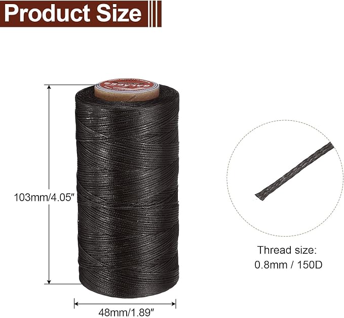 uxcell Flat Leather Sewing Waxed Thread, 270m / 295 Yards Polyester Wax String - Image 2