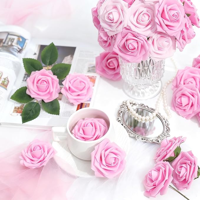 Artificial Flowers Foam Fake Roses 25pcs Pink Roses - Image 3