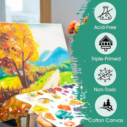 ESRICH Stretched Canvas for Painting, 18 Multi Pack Blank Canvases for Painting - Image 4