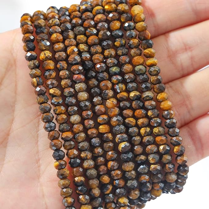 Natural Yellow Tiger Eye Beads 4x2mm 120pcs Faceted Rondelle Loose Semi - Image 3