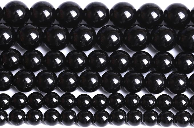 Natural Black Agates Onyx Stone Beads Smooth Round Loose Spacer Beads by NaturalStoneBeads