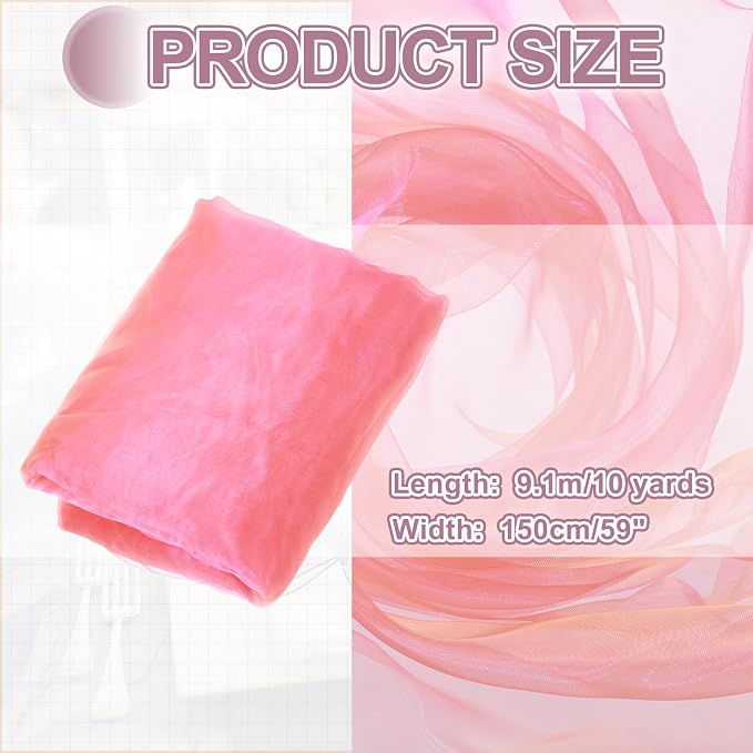 MECCANIXITY Iridescent Sheer Organza Fabric, 10 Yards x 59 Inches Solid - Image 2
