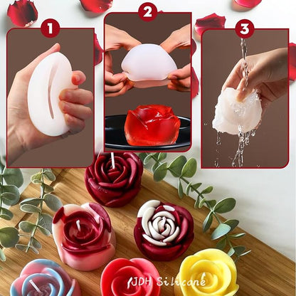 3 PCS Rose Silicone Molds Soap 3D Flower Mold Candle Mold Clay Resin Molds - Image 7