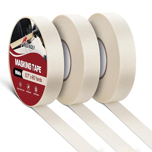 RED WOLF 3 Pack Masking Tape 0.7" x 60 Yards, General Purpose by REDWOLF
