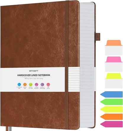 College Ruled Notebook, Large A4 Hardcover Leather Journal, 312 Numbered Pages by OFFIGIFT