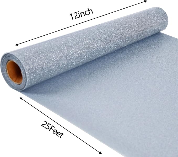 FUNKAKA Glitter Silver HTV Heat Transfer Vinyl Rolls - Image 2
