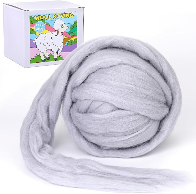 QMNNMA Wool Roving Yarn, Super Wool Chunky Yarn, 14.1oz Wool Felting Supplies by Qmnnma