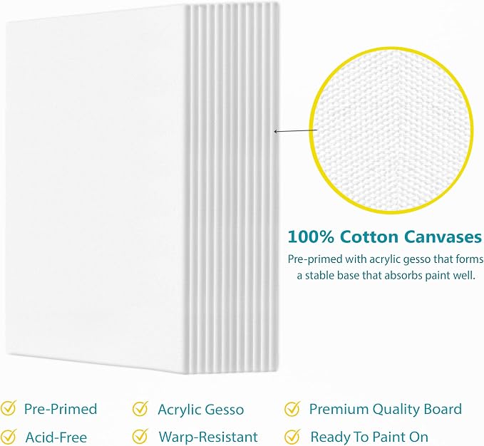 KEFF 12-Pack Bulk Canvas Boards, 9x12 Canvas - Image 3