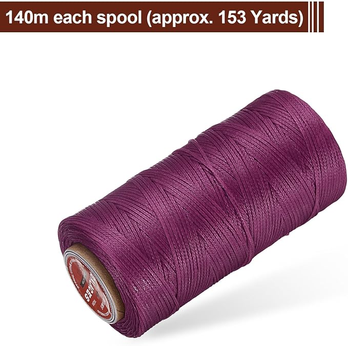 uxcell Flat Leather Sewing Waxed Thread, 140m / 153 Yards Polyester Wax String - Image 3