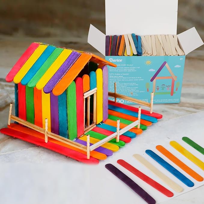 Darice Popsicle Sticks for Crafts, 4.5" 1000 Pcs Combo - Image 7