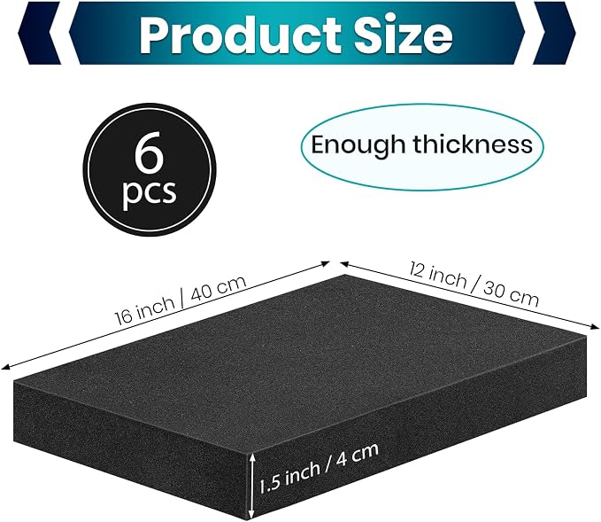 6 Pcs 16 x 12 x 1.5 Inches Polyurethane Foam - Image 2