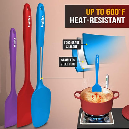 Walfos Silicone Spatula Set of 4(600°F）, Heat Resistant Kitchen Silicone - Image 2