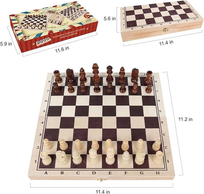 GOTHINK Wooden Chess, and Backgammon 3 in 1 Board Game Set, Classic Traditional - Image 2