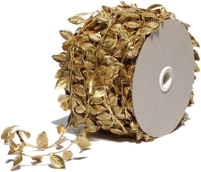 BASOKAN Gold Leaves Leaf Ribbon Trim Rope by BASOKAN