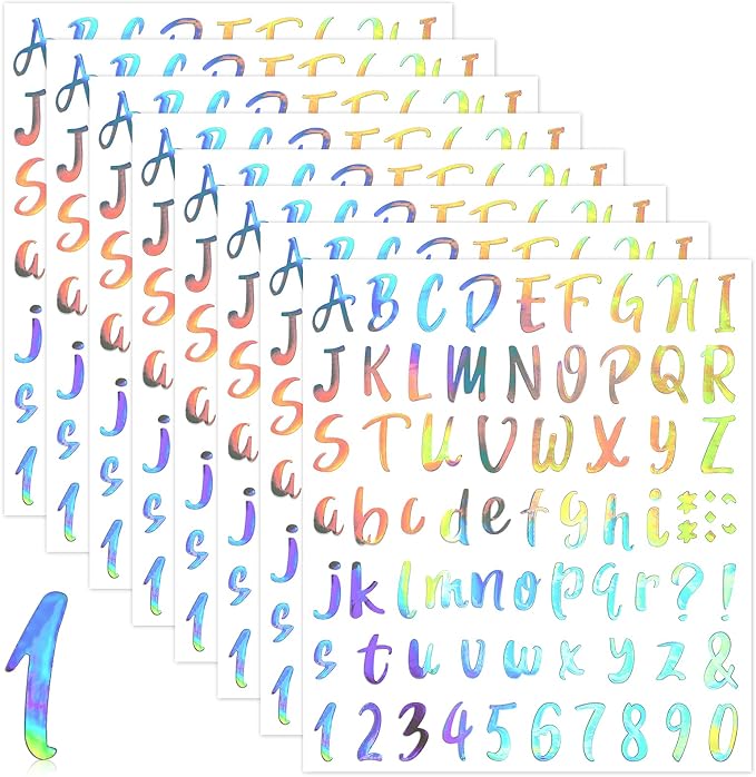Outus 576 Pieces 8 Sheets Letters Stickers Self Adhesive Vinyl Letter Alphabet by Outus