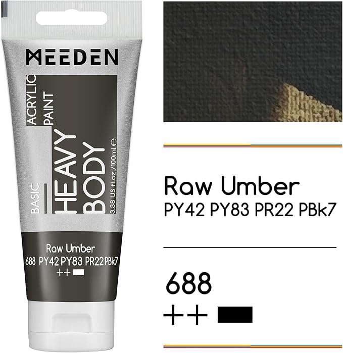 MEEDEN Acrylic Paint Raw Umber: 100ml/3.38oz Heavy Body Acrylic Paint Tube - Image 2