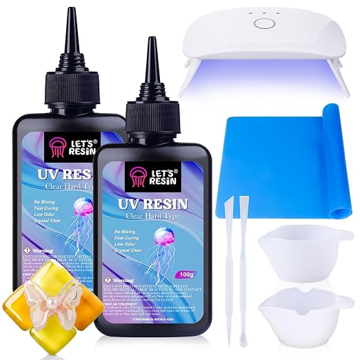 LET'S RESIN UV Resin with Light, Upgraded 200g Crystal Clear&Low Odor, UV Light by LETSRESIN